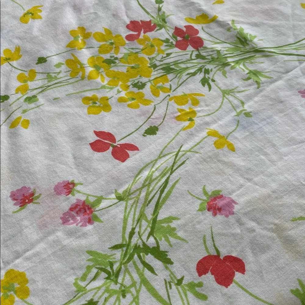 VTG Fieldcrest Perfection Percale queen flat sheet floral pattern Primary colors